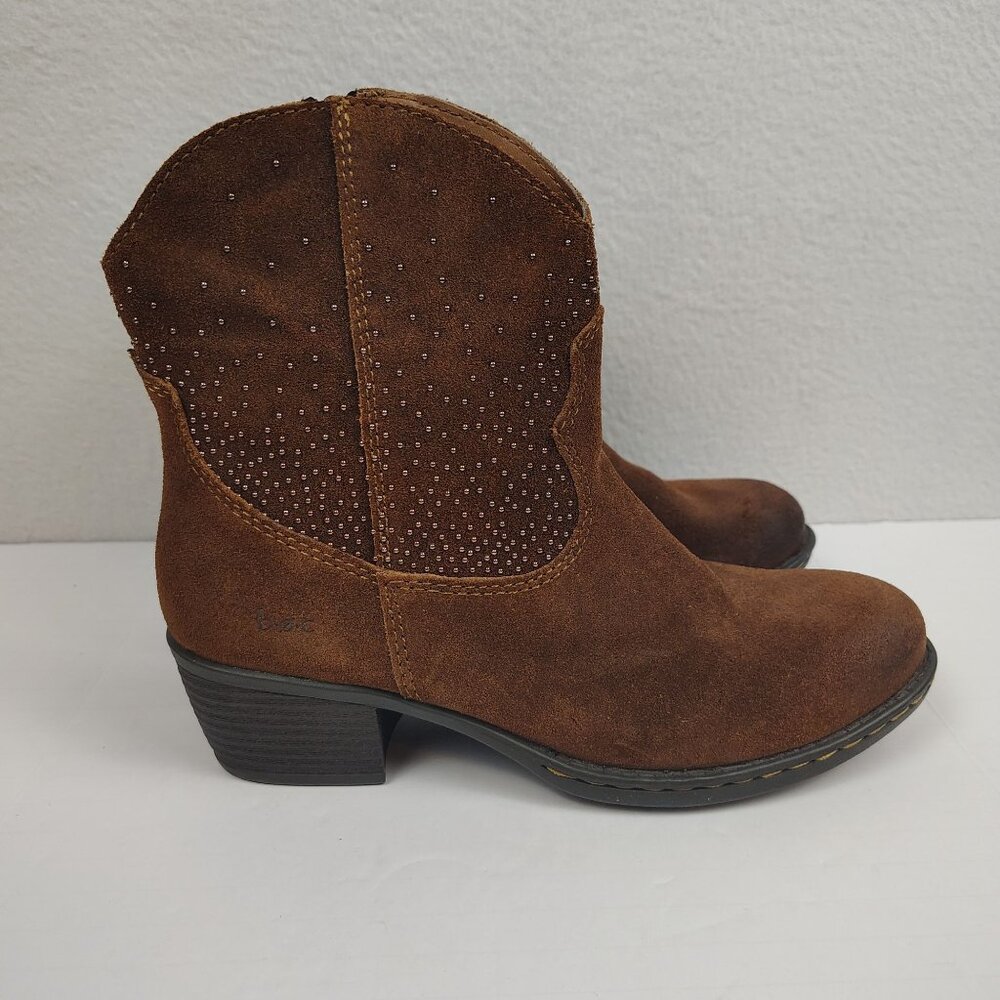 B.O.C. Born Ambrosia Western Suede Boots sz 6 Ankle Zip Studded Cowgirl Booties - Picture 4 of 15